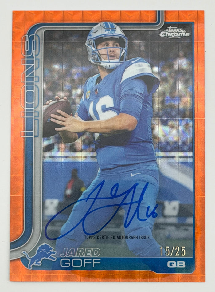 2025 Topps Chrome Jared Goff Orange Geometric On Card Auto /25