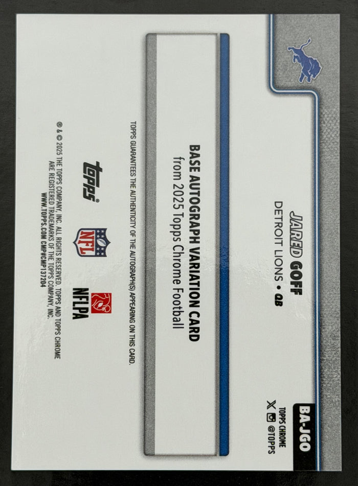 2025 Topps Chrome Jared Goff Orange Geometric On Card Auto /25