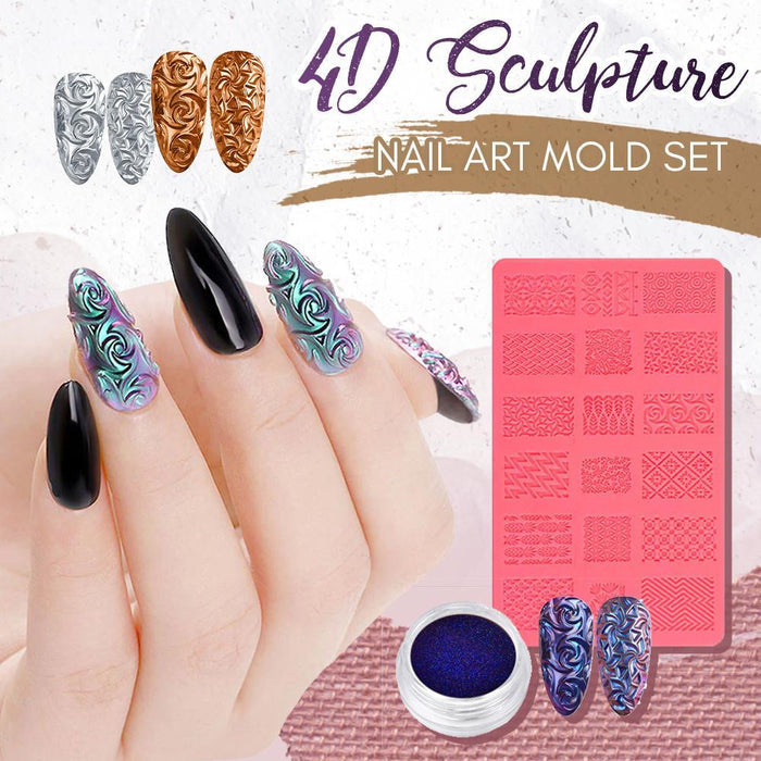 4D Sculpture Nail Art Mold Set For Beginners And Pros Easy No Tools Needed Embossed Patterns