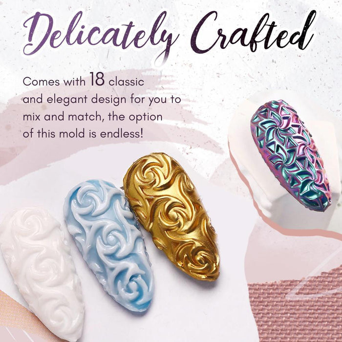4D Sculpture Nail Art Mold Set For Beginners And Pros Easy No Tools Needed Embossed Patterns