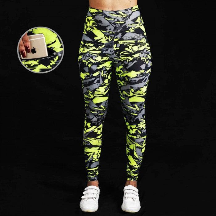 Allure Leggings: Neon Fusion Camo- Sale - GymX