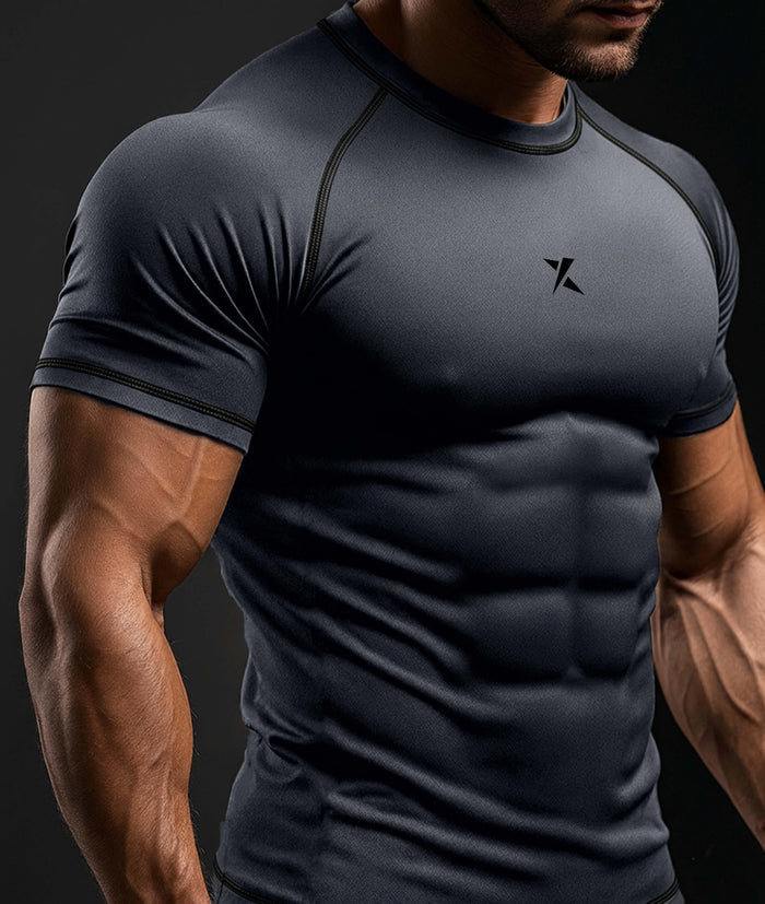Apex Compression Half Sleeve Tee: Grey (Nylon) - Sale