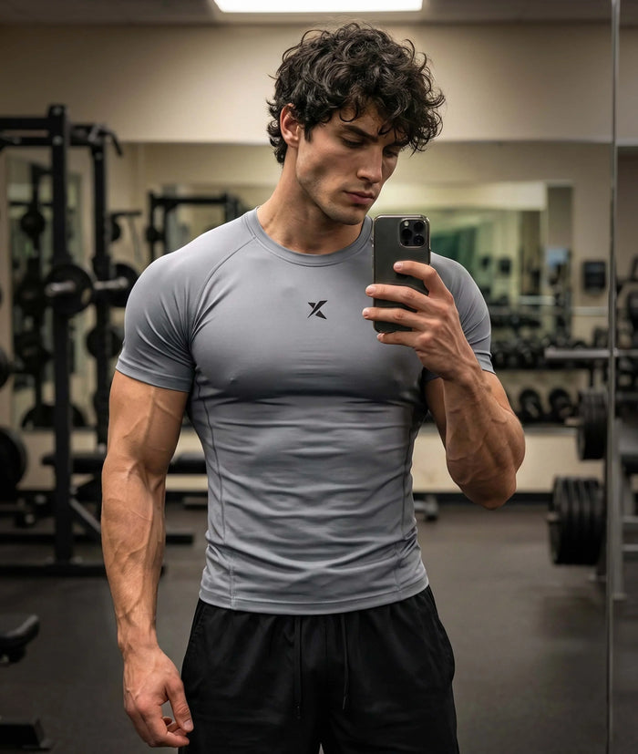 Armour Compression Tees: Gun Metal Grey (Nylon)