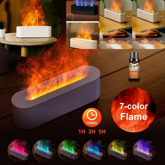 Breathe Bliss Fire Flame Plus Humidifier With 7 Color Led Mood Lighting And Air Purification For Home Office