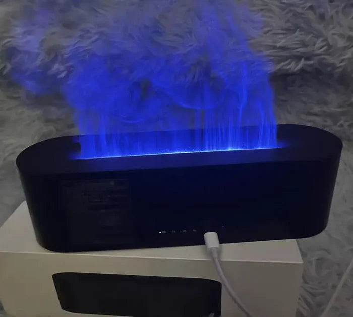 Breathe Bliss Fire Flame Plus Humidifier With 7 Color Led Mood Lighting And Air Purification For Home Office