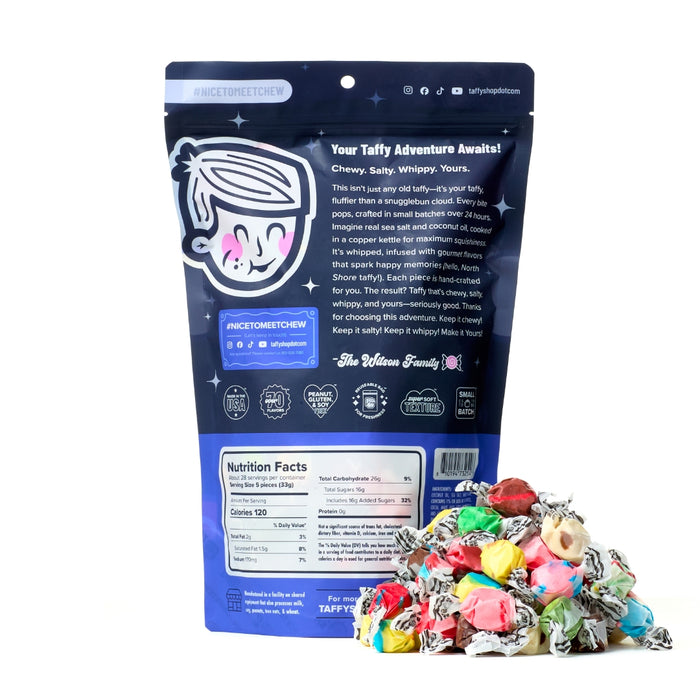 Build-Your-Mix Custom Taffy (32oz) featuring colorful salt water taffy candies for a personalized chewy treat experience | Taffy Shop.
