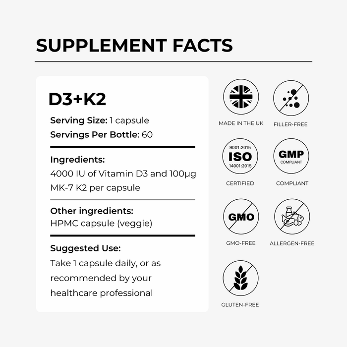 Charava Vitamin D3 (4000IU) + K2 (MK-7) - Charava UK
