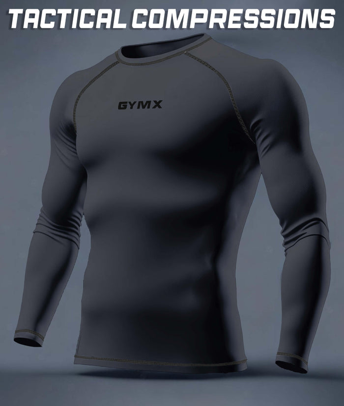 Compression GymX Full Sleeve Tee: Carbon Grey - Sale - GymX