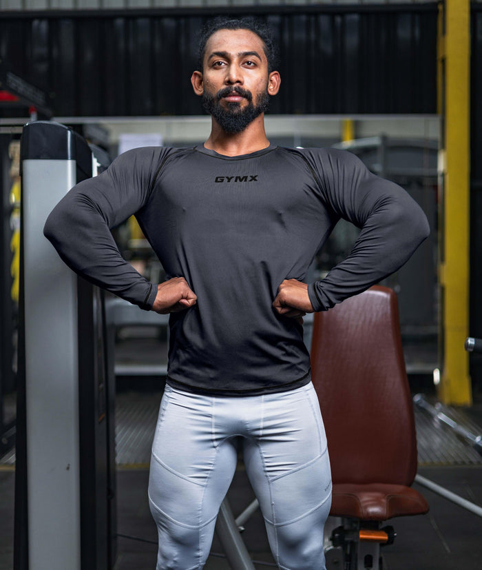 Compression GymX Full Sleeve Tee: Carbon Grey - Sale - GymX