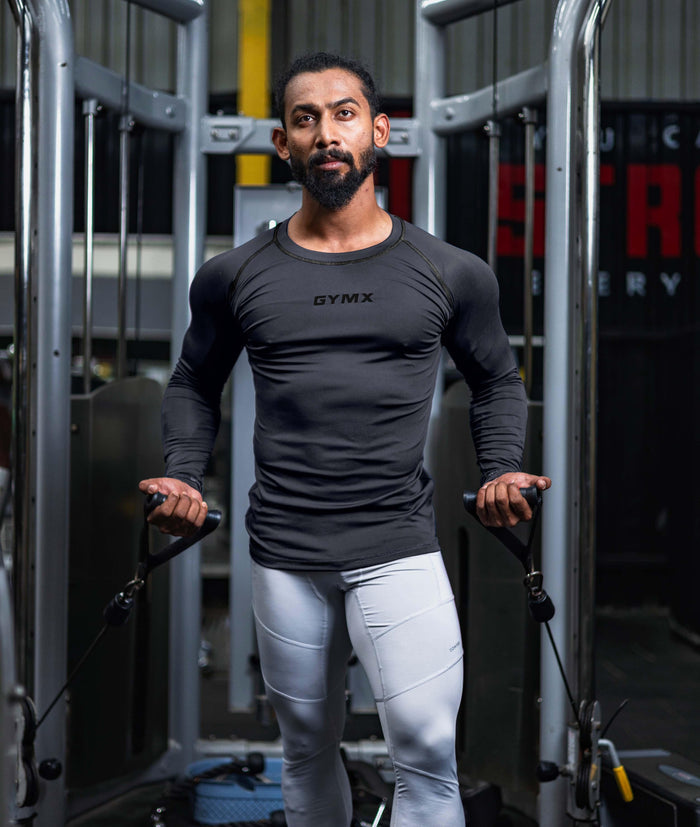 Compression GymX Full Sleeve Tee: Carbon Grey - Sale - GymX