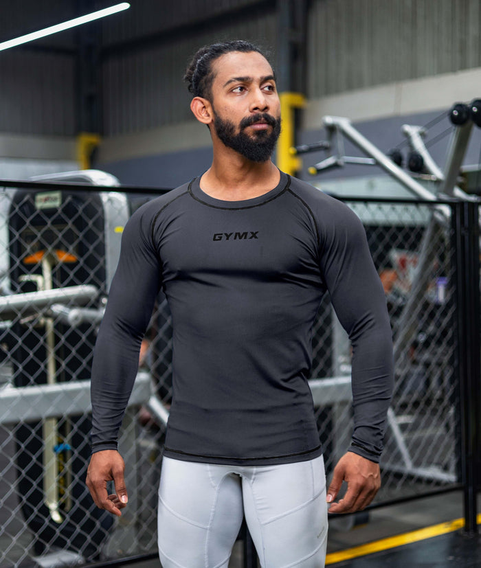 Compression GymX Full Sleeve Tee: Carbon Grey - Sale - GymX