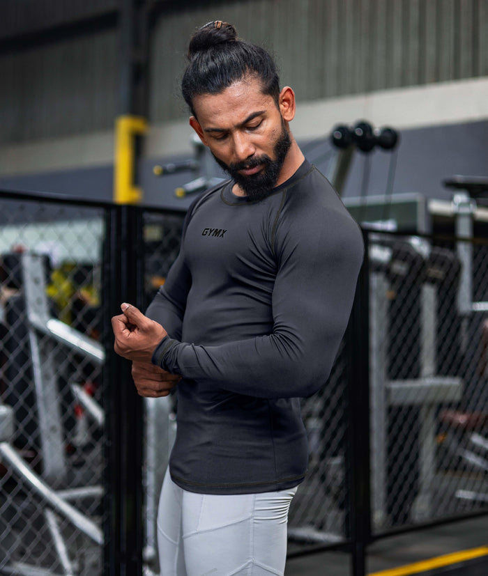 Compression GymX Full Sleeve Tee: Carbon Grey - Sale - GymX