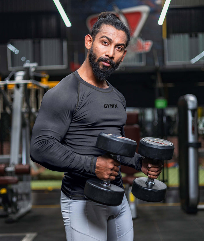 Compression GymX Full Sleeve Tee: Carbon Grey - Sale - GymX