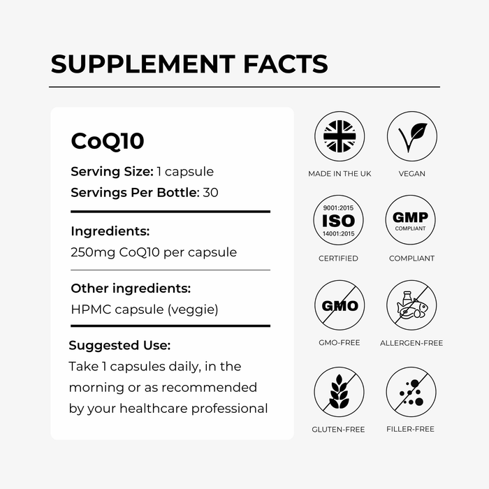 CoQ10 - Ubiquinone Coenzyme Q10 250mg - Charava UK