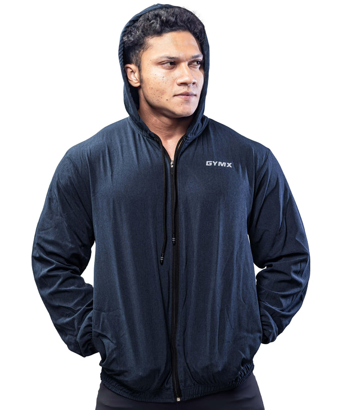 Deep Blue GymX Breeze Summer Windcheater Hoodie - Sale