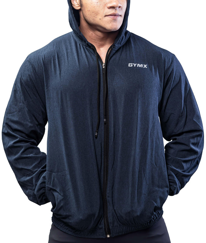 Deep Blue GymX Breeze Summer Windcheater Hoodie - Sale