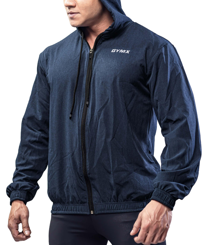 Deep Blue GymX Breeze Summer Windcheater Hoodie - Sale
