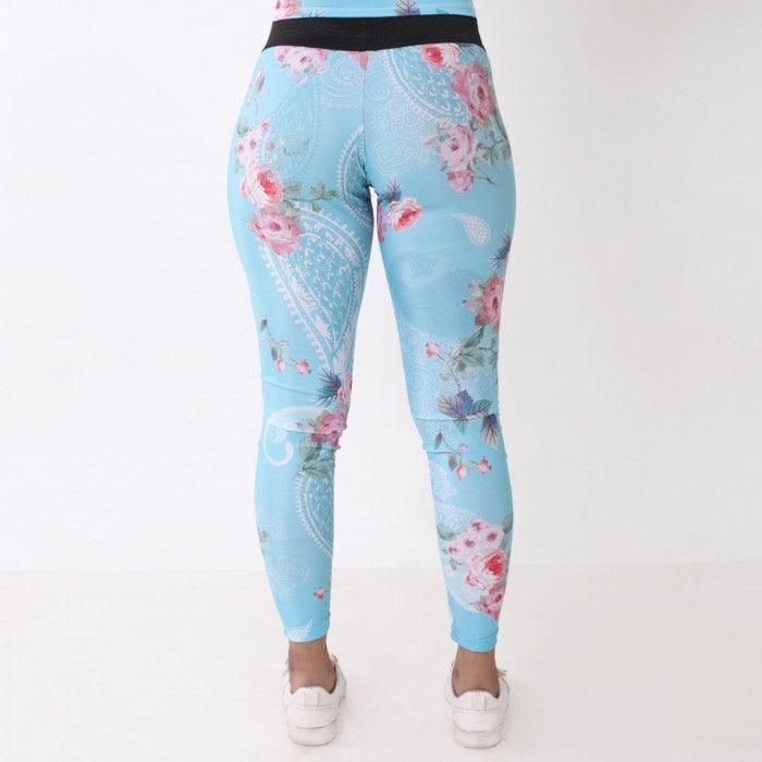Floral Blue Leggings: Tropical Series- Sale - GymX