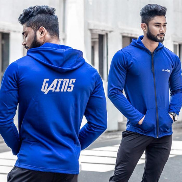Gains Alpine Blue Hoodie- Villain Series - GymX