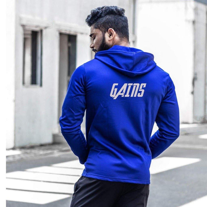 Gains Alpine Blue Hoodie- Villain Series - GymX