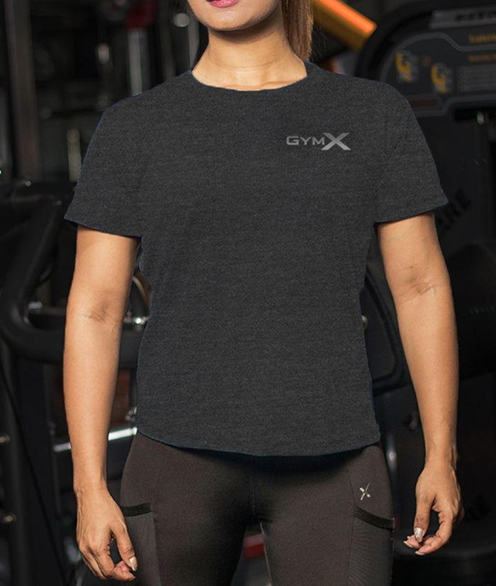 GymX Ladies Carbon Grey Essential Tee- Sale - GymX