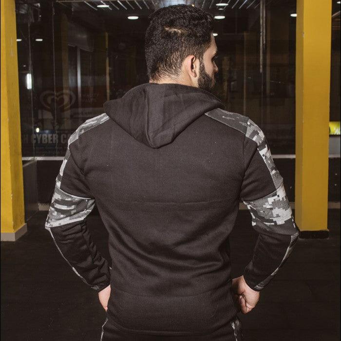 GymX Matrix Camo Grey Panelled Hoodie - Sale