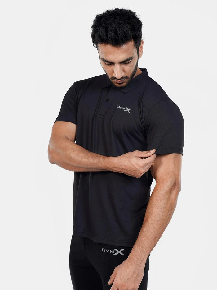GymX Polo Tech Tee: Wicked Black - GymX