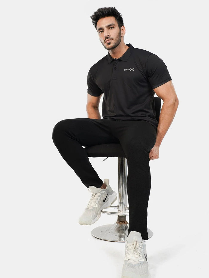 GymX Polo Tech Tee: Wicked Black - GymX