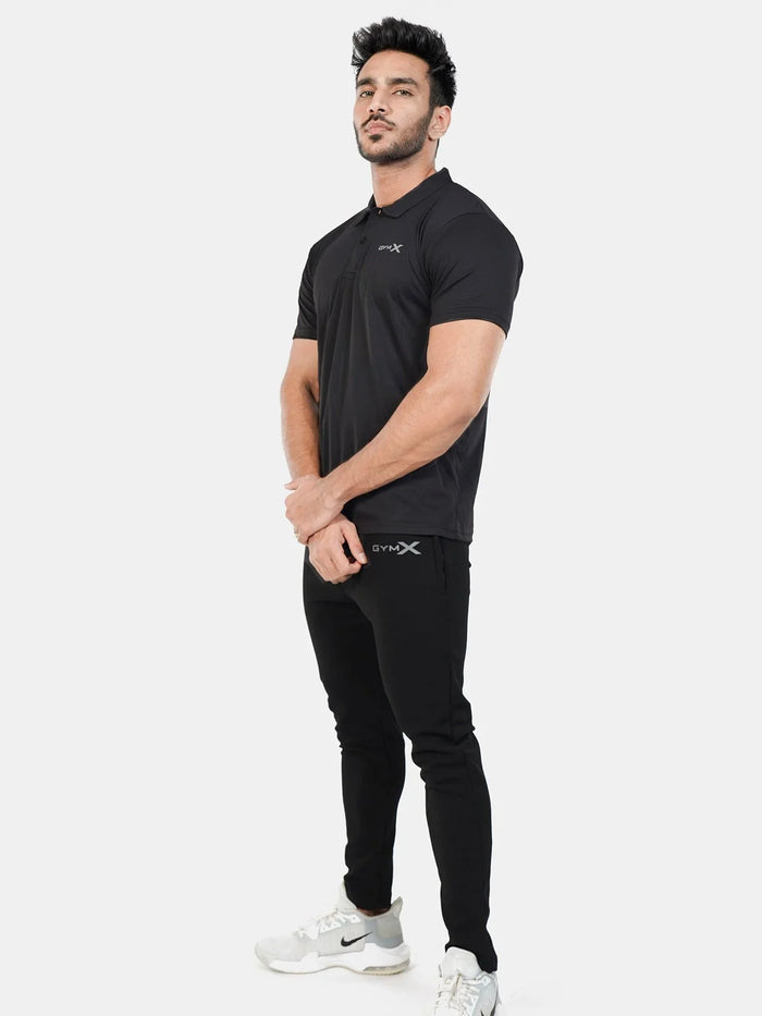 GymX Polo Tech Tee: Wicked Black - GymX