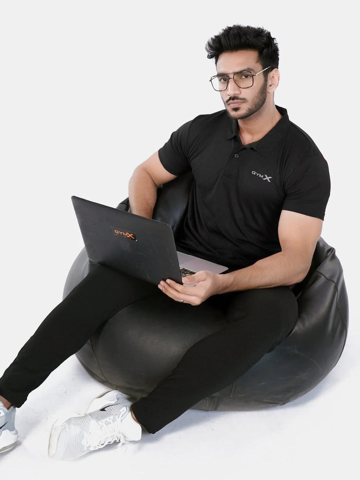 GymX Polo Tech Tee: Wicked Black - GymX