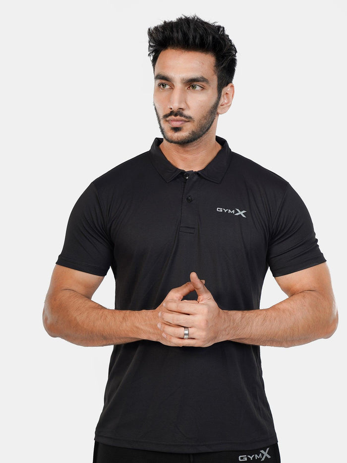GymX Polo Tech Tee: Wicked Black - GymX