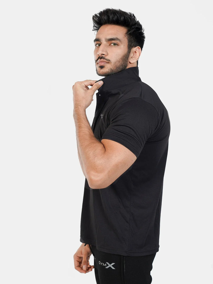 GymX Polo Tech Tee: Wicked Black - GymX