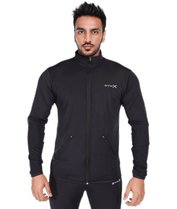Jet Black GymX Windbreaker Summer Jacket (Dedicated Phone Pocket) - Sale - GymX