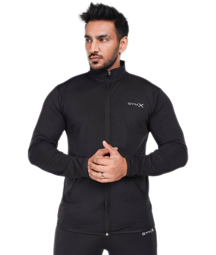Jet Black GymX Windbreaker Summer Jacket (Dedicated Phone Pocket) - Sale - GymX