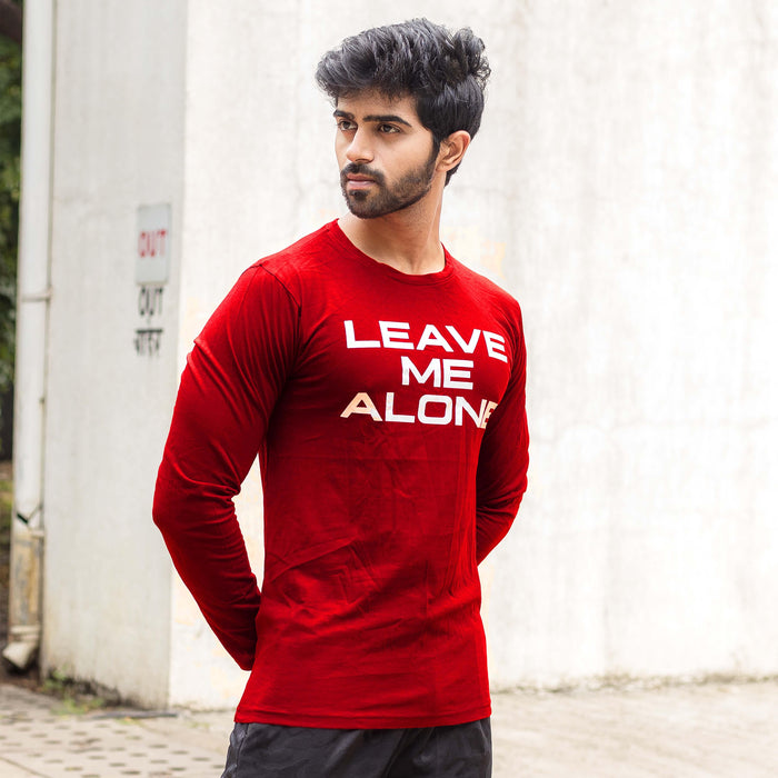 Leave Me Alone Blood Red Full Sleeve Tee- Sale - GymX