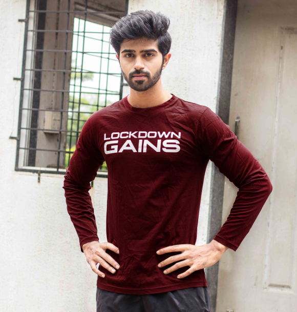 Lockdown Gains Maroon Full Sleeve Tee - Sale - GymX