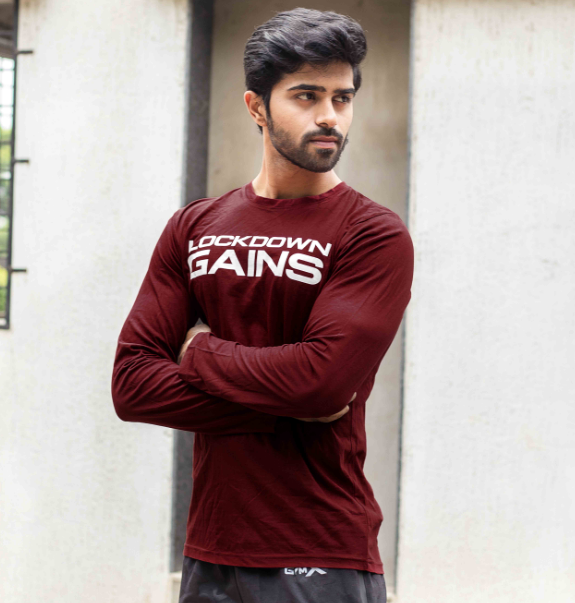Lockdown Gains Maroon Full Sleeve Tee - Sale - GymX