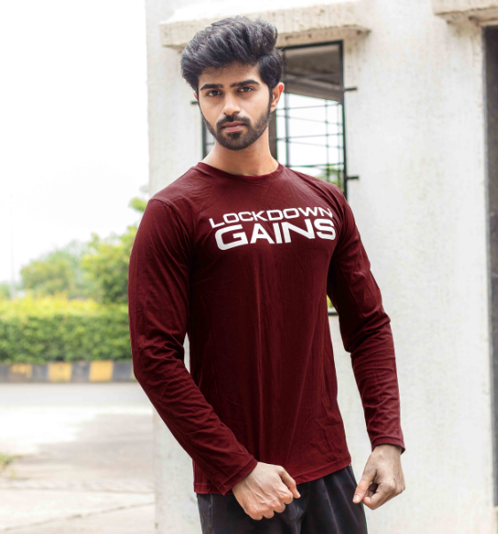 Lockdown Gains Maroon Full Sleeve Tee - Sale - GymX