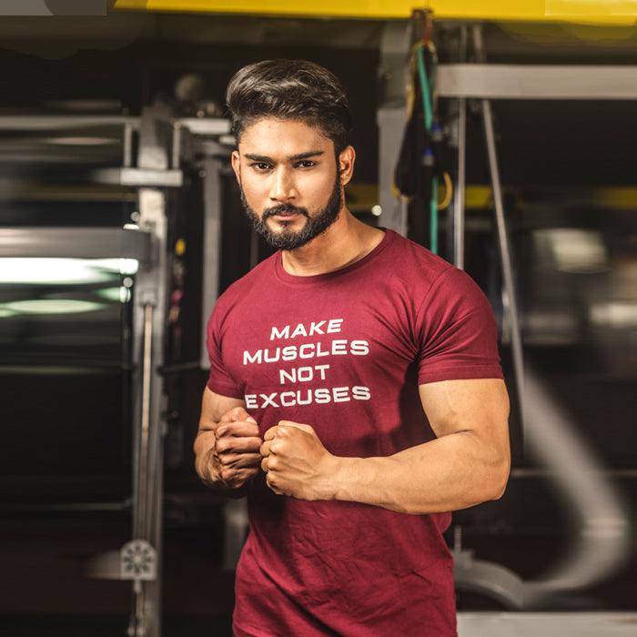 Make Muscles Not Excuses Tee - Essential Series - Sale - GymX