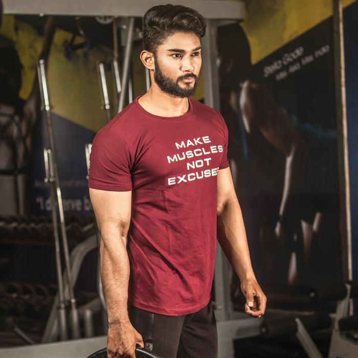 Make Muscles Not Excuses Tee - Essential Series - Sale - GymX