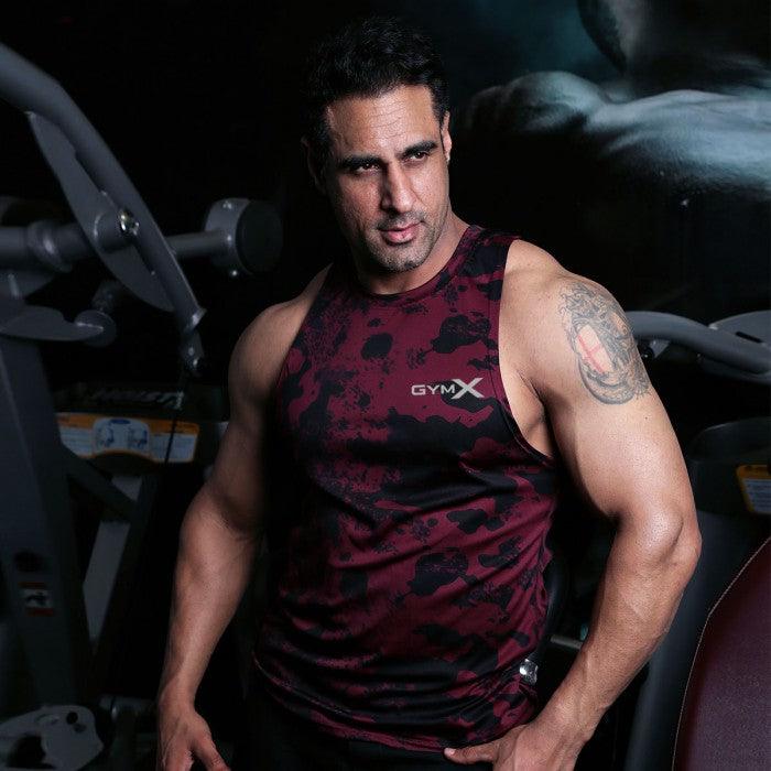Maroon Rock Tank- Meteorite GymX Series(Dry Fit) - Sale