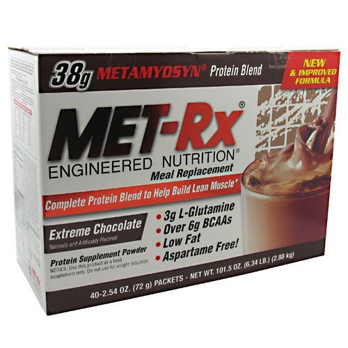 MET-Rx Meal Replacement Protein Powder - Extreme Chocolate - 40 Packets - 786560187060