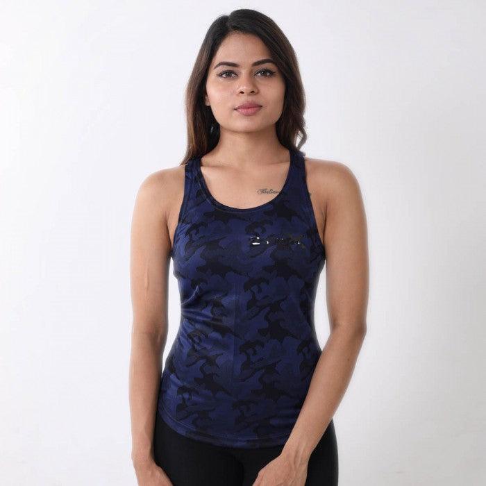 Midnight Blue Camo Racerback Women's Tank Top- Sale - GymX