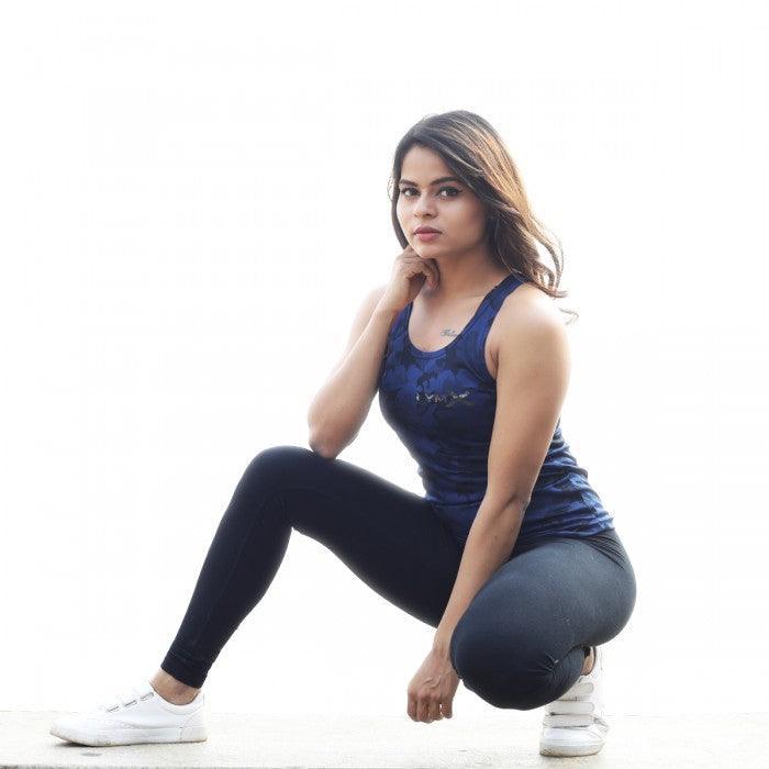 Midnight Blue Camo Racerback Women's Tank Top- Sale - GymX