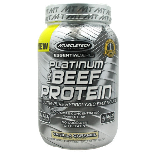 Muscletech Essential Series 100% Platinum Beef Protein - Vanilla Caramel - 2 lb - 631656706475