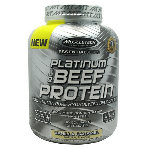 Muscletech Essential Series 100% Platinum Beef Protein - Vanilla Caramel - 4.2 lb - 631656706499