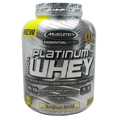 MuscleTech Essential Series 100% Platinum Whey - Vanilla Cake - 5 lb - 631656704969