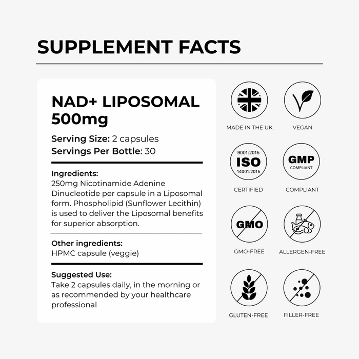 NAD+ 500mg - Liposomal - Charava UK