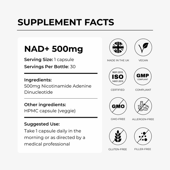 NMN 500mg (30 Capsules) - Charava UK