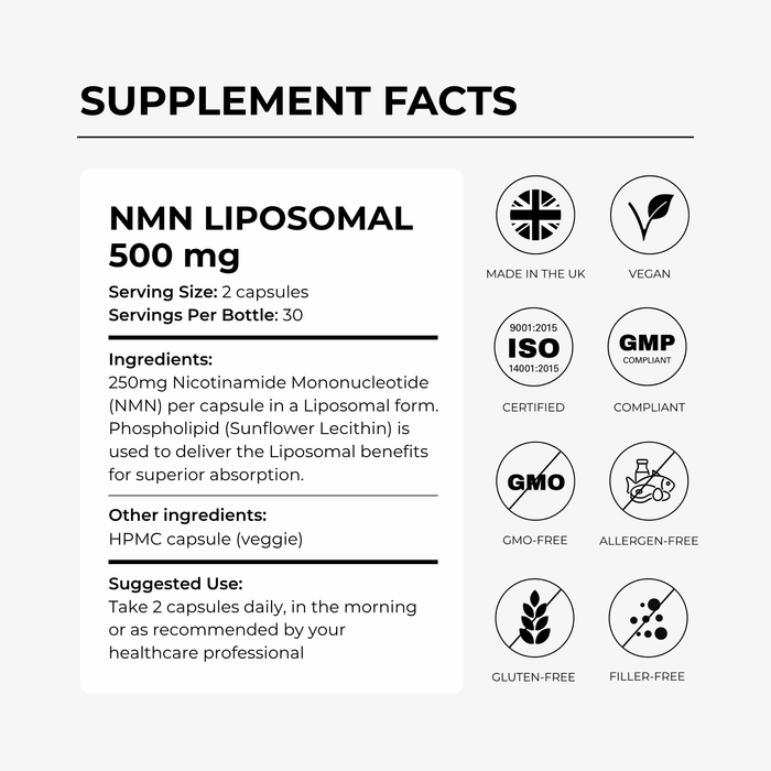 NMN 500 mg - Liposomal - Charava UK